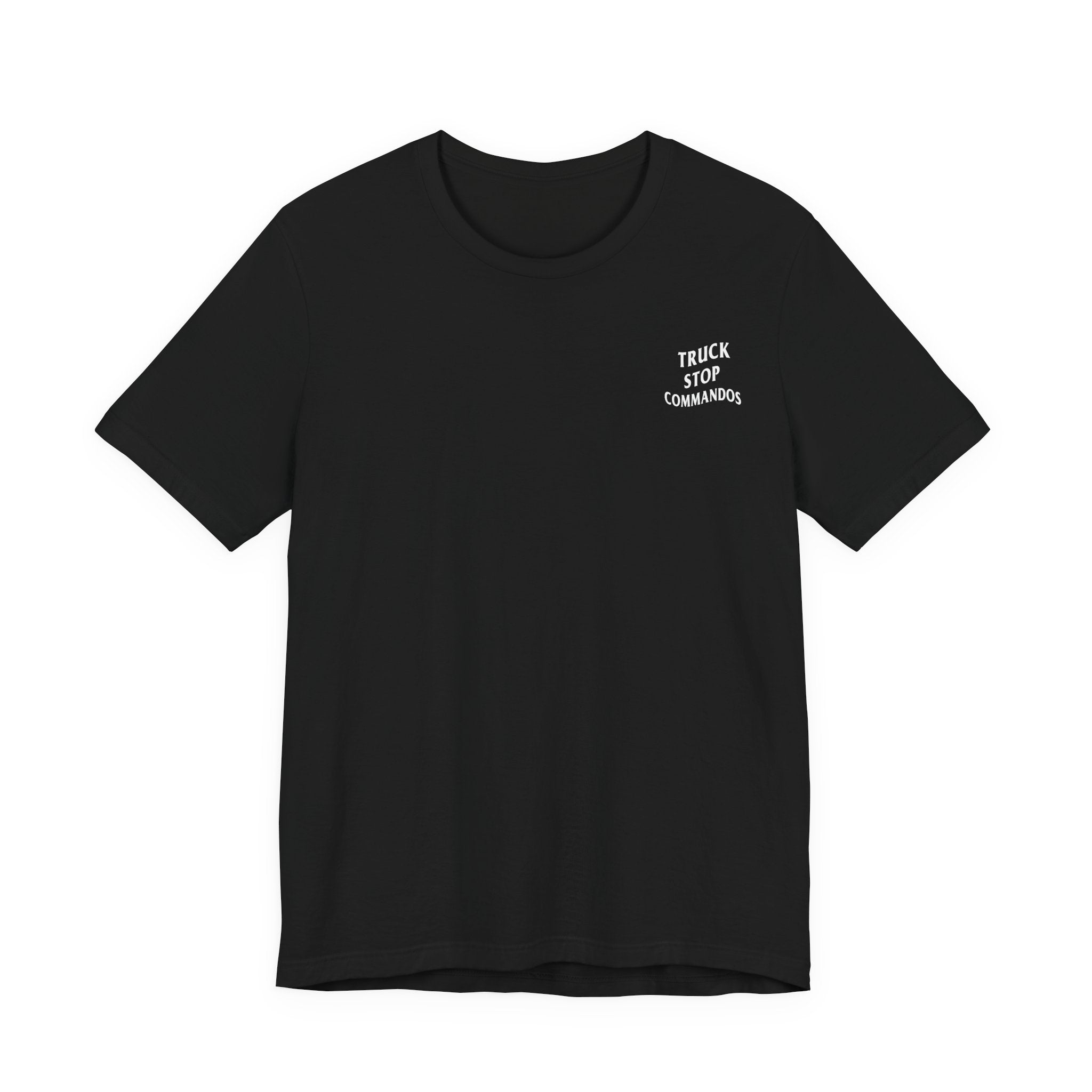 Pro Violence Pro Club T‑Shirt — Graphic Back Print, 'Truck Stop Commandos' Pocket Design